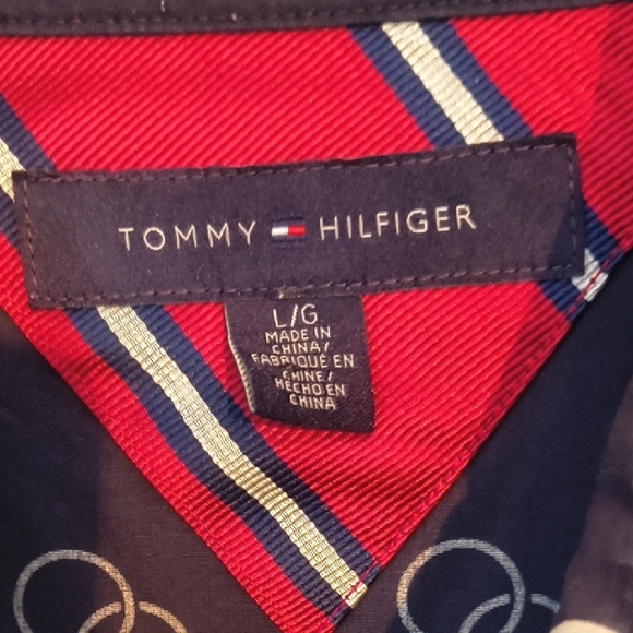 Tommy Hilfiger - Navy Blue "Interlocking Ring Print"  Long Sleeve Button Down - Picture 2 of 8